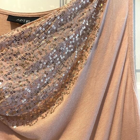 Apt. 9 Sparkly Sequined‎ Scoop Neck Sleeveless Tank Champagne Pink Medium - Picture 3 of 6